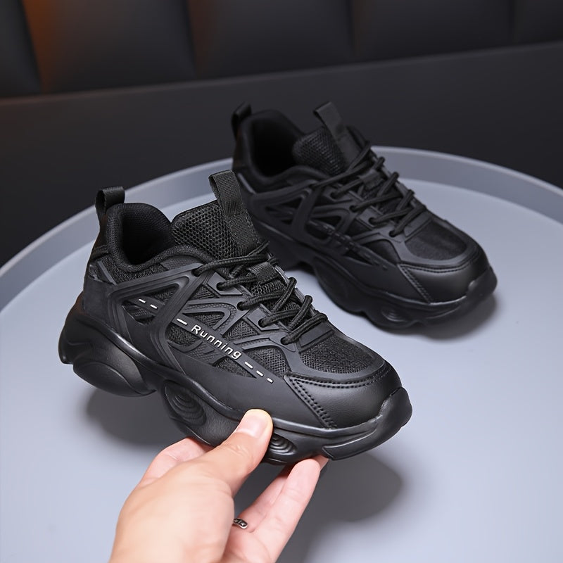 Boys' black Jedi knight casual breathable comfortable trend fashion height increasing versatile sports shoes