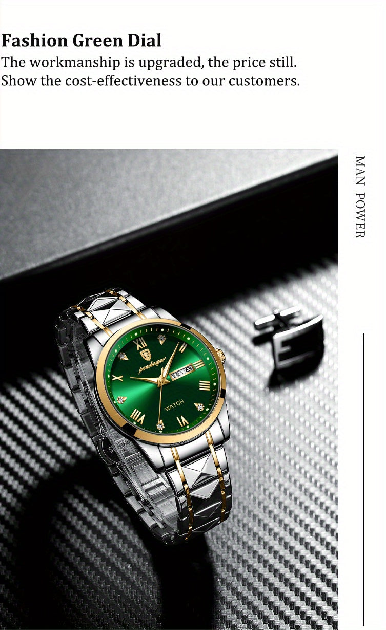 Luminous Calendar Men's Quartz Watch Business Sports Teenagers Trend Stainless Steel Student Wristwatches, Ideal choice for Gifts Christmas Gift Valentine's Day