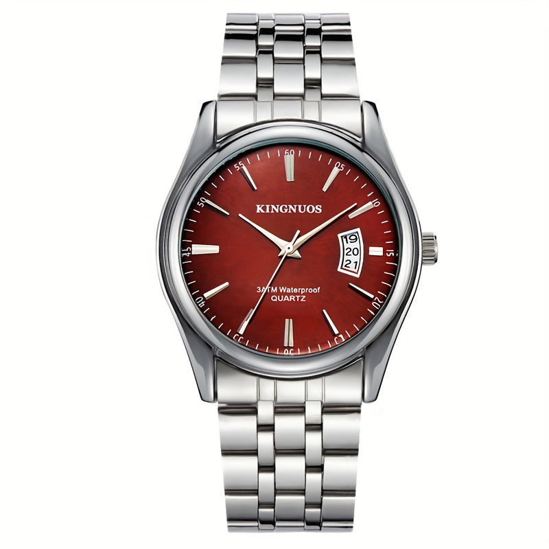 1pc New Fashion Stainless Steel Trendy High-end Atmosphere Luxury Elegant Business Travel Vacation Simple Versatile Men'S and Women'S Quartz Watch with Date