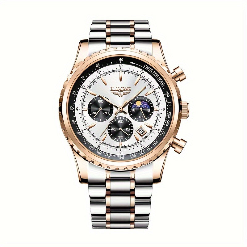 LIGE Top Brand Luxury New Quartz Watch for Women, Luminous Fashion Timepiece for Ladies, Date Chronograph Sports Wristwatch, Men'S Watch