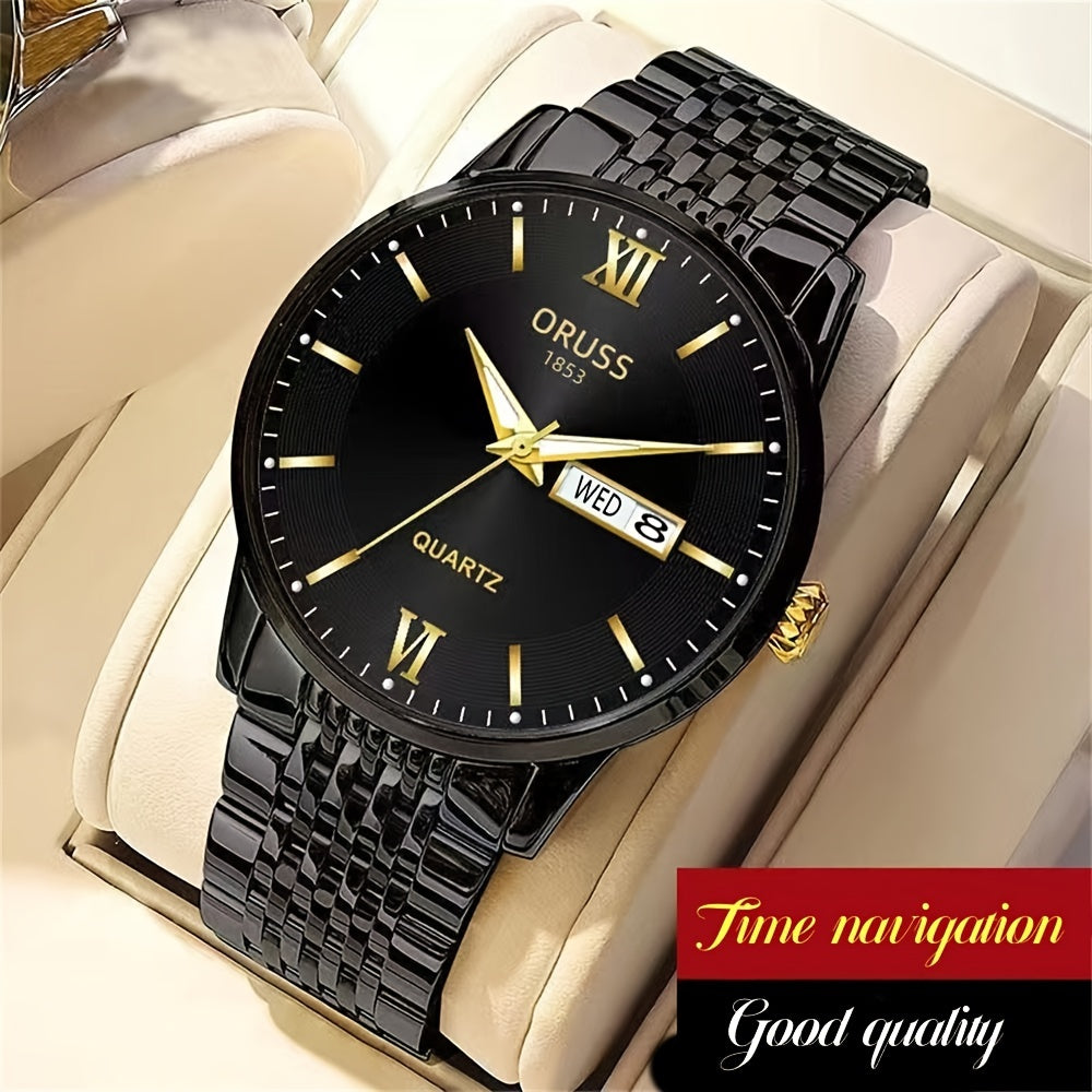 Men's watch calendar high-grade handsome fashion new trend steel watch jazz gentleman all Men's watch