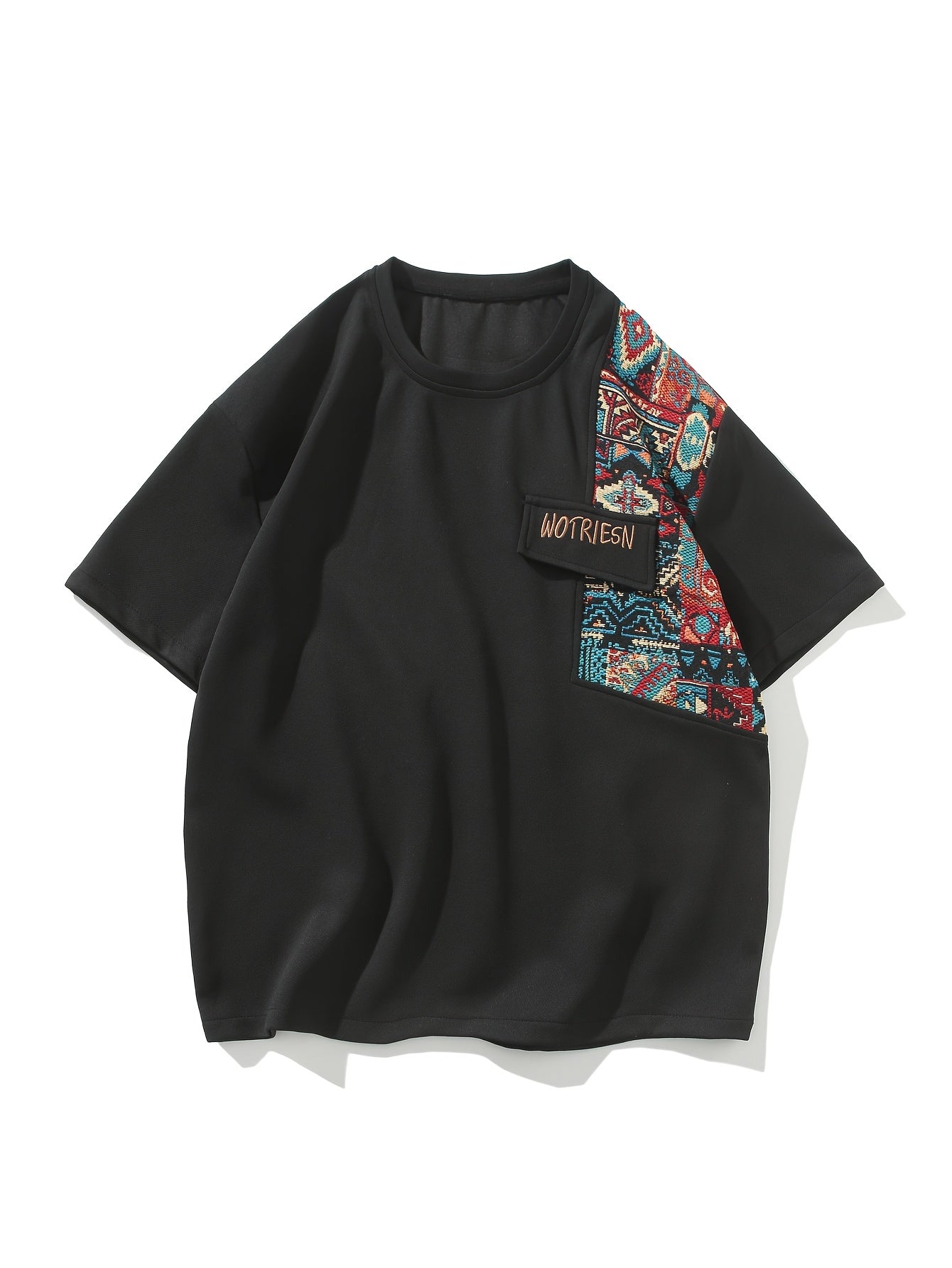 2pcs Men's Summer Casual Outdoor Set, Fashion Ethnic Style Round Neck Short Sleeve T-Shirt and Shorts Suit with Embroidery Design Loose Fit, Short Sleeve + Drawstring Shorts Combo, Suitable for Summer Outdoor Activities