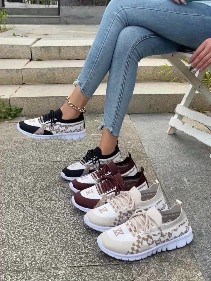 Women's Casual Sneakers Comfort Sport Shoes Fabric Knit Breathable Slip-On All-Season Walking Flats - EVA Sole Non-Slip Athletic Running Footwear - Taizhou North America & Europe Exclusive