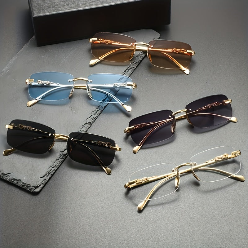 Perfectly stylish leopard-print frameless Men's and Women's glasses, ideal for holiday parties, trips, or as a festive gift, hunting eyewear