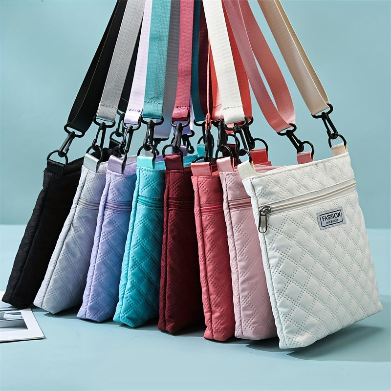 Lightweight Quilted Women's Shoulder Bag with Adjustable Strap – Elegant Solid Color, Detachable Strap, Zipper Closure, Ideal for Daily Use and Travel