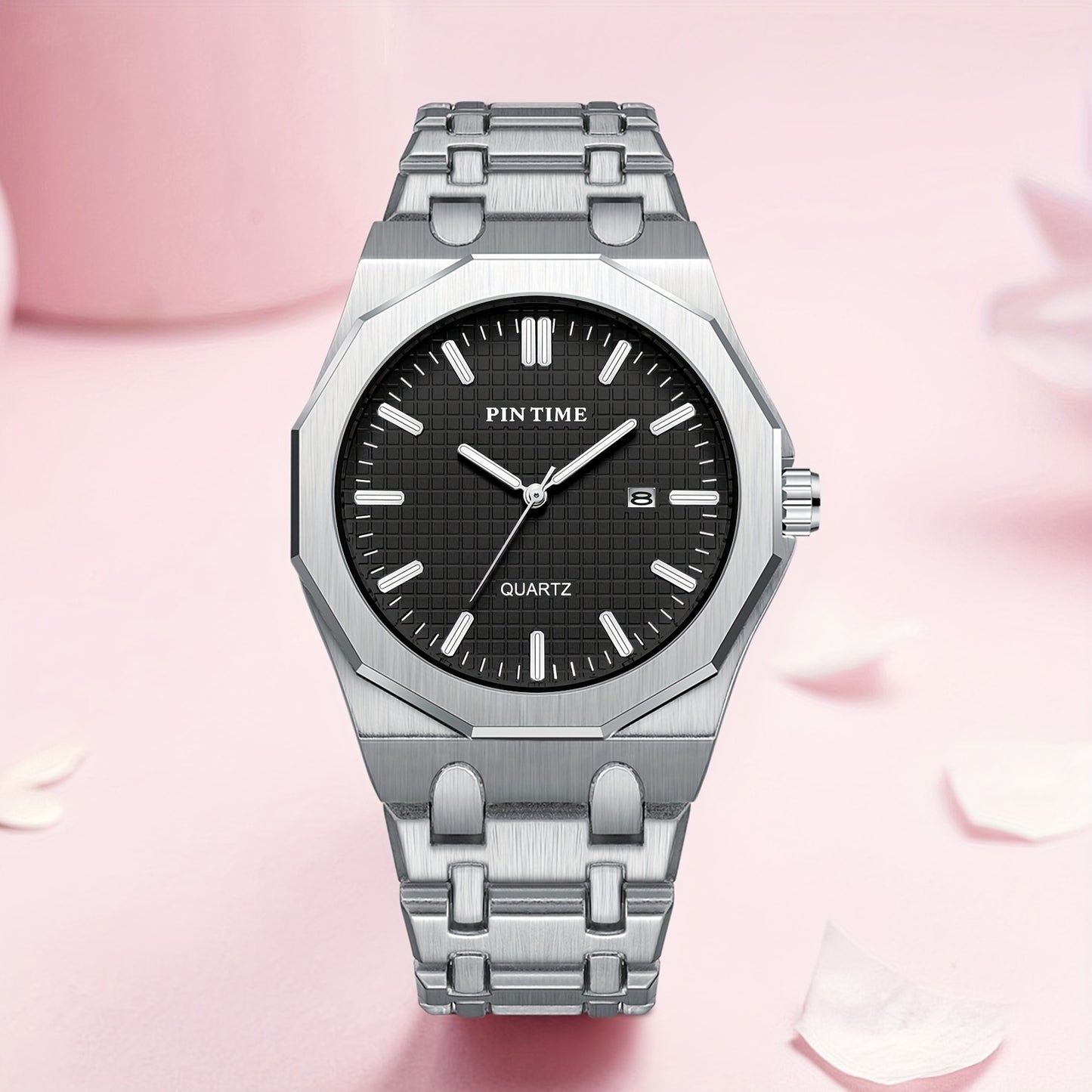 A Quartz-made Ladies' Watch With A 12-sided Case Featuring A Calendar, Suitable For All Occasions, Looks Good On Any Woman Wearing It.