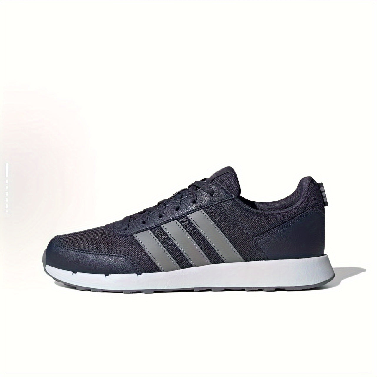Adidas neo Run 50S Low-Top Casual Sneakers - Breathable Fabric Upper, Cushioned Comfort, All-Season Wear, Navy Blue & White Striped Design, Unisex for Men & Women, Comfortable Walking Shoes, Stylish Striped Sneakers, Fabric I