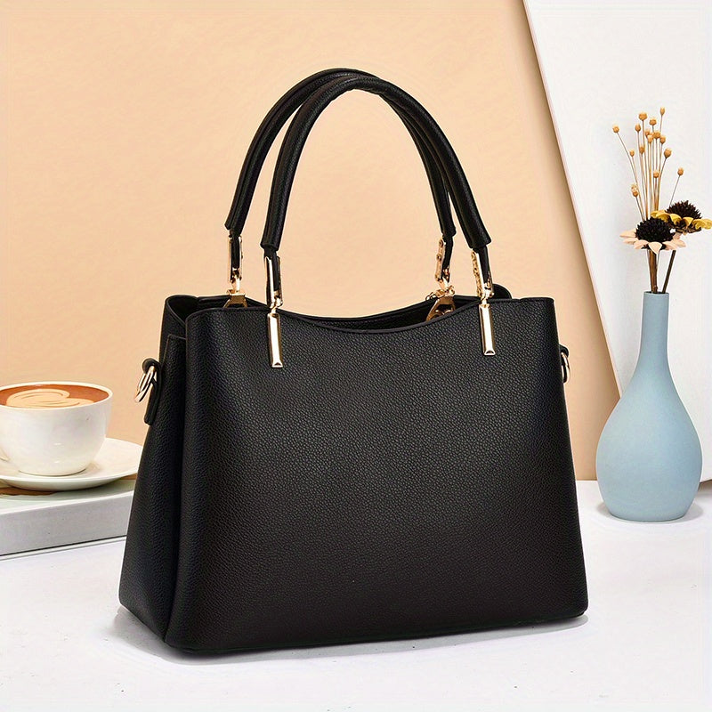 Elegant Wo 's Handbag with Detachable Shoulder Strap, Golden-Tone Hardware & Chic Leaf Charm - Stylish White Satchel for Everyday Use, Casual Chic Bag | Stylish Charm Handbag | Bag