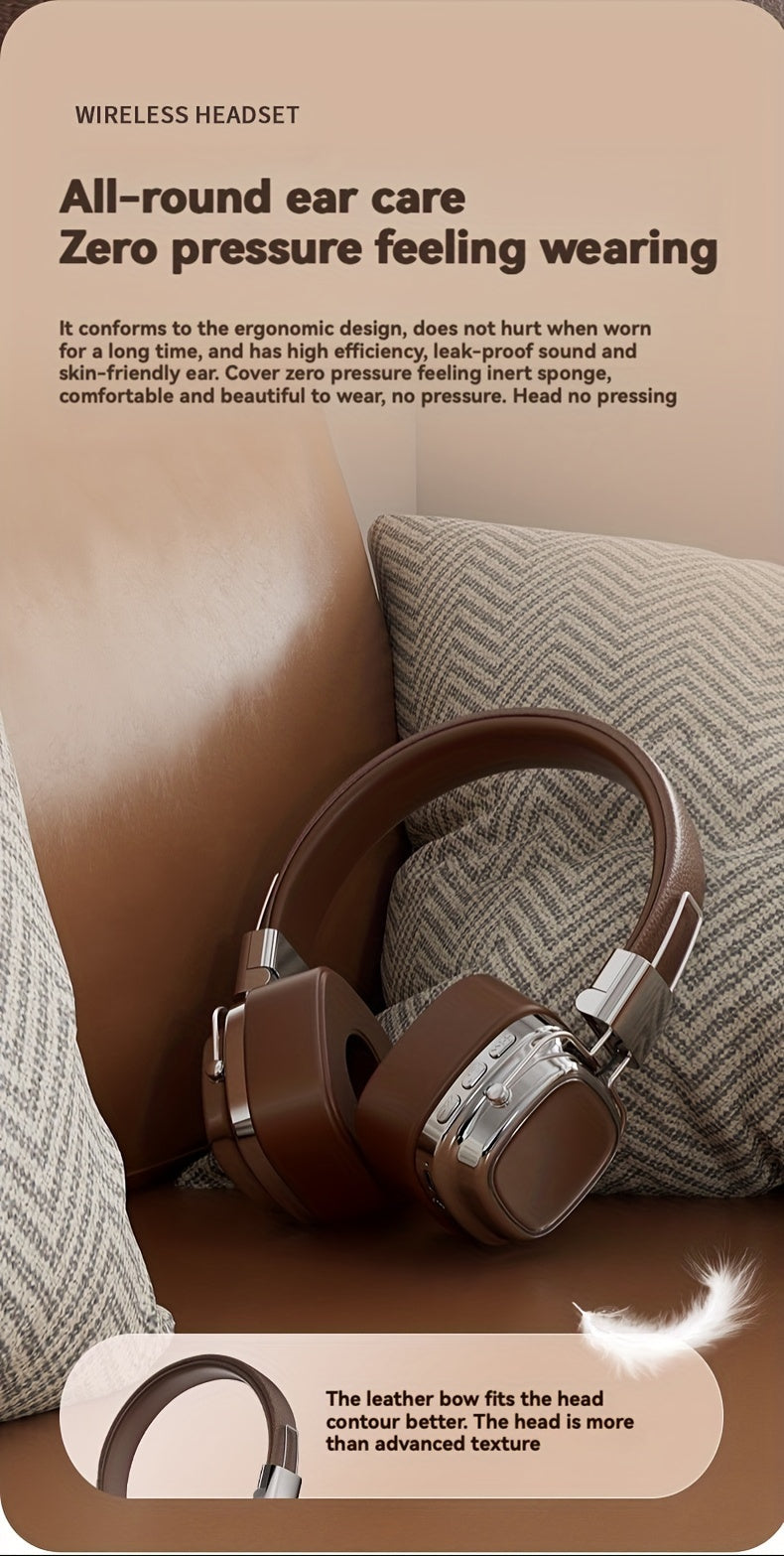 Vintage-Inspired Over-Ear Wireless Headset With Wireless 5.3 Chip - No Lag Gaming, Hi-Fi Sound & Deep Bass, Long-Lasting 350Mah Battery, Ideal For Music Lovers & Athletes
