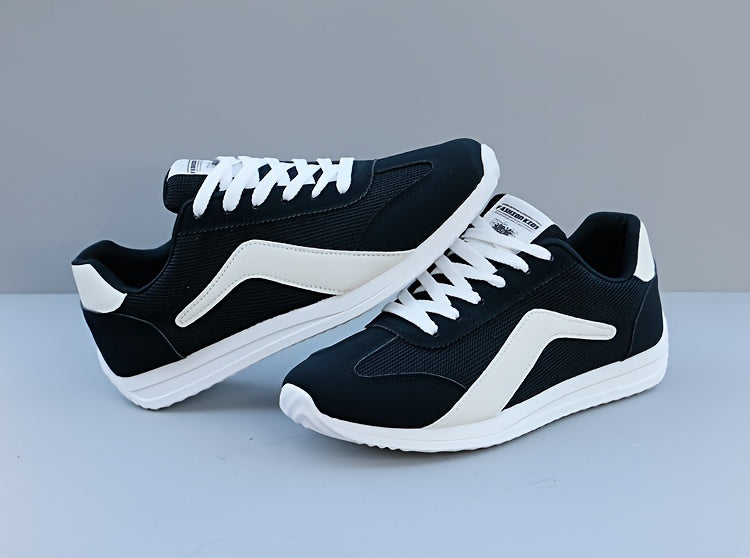 Fashion Sneakers Men'S Breathable Mesh Casual Sports Running Shoes - Striped Low Top Lace-Up Round Toe Comfort Footwear for All Seasons - PVC Sole, Fabric Insole, Everyday & Athletic Use
