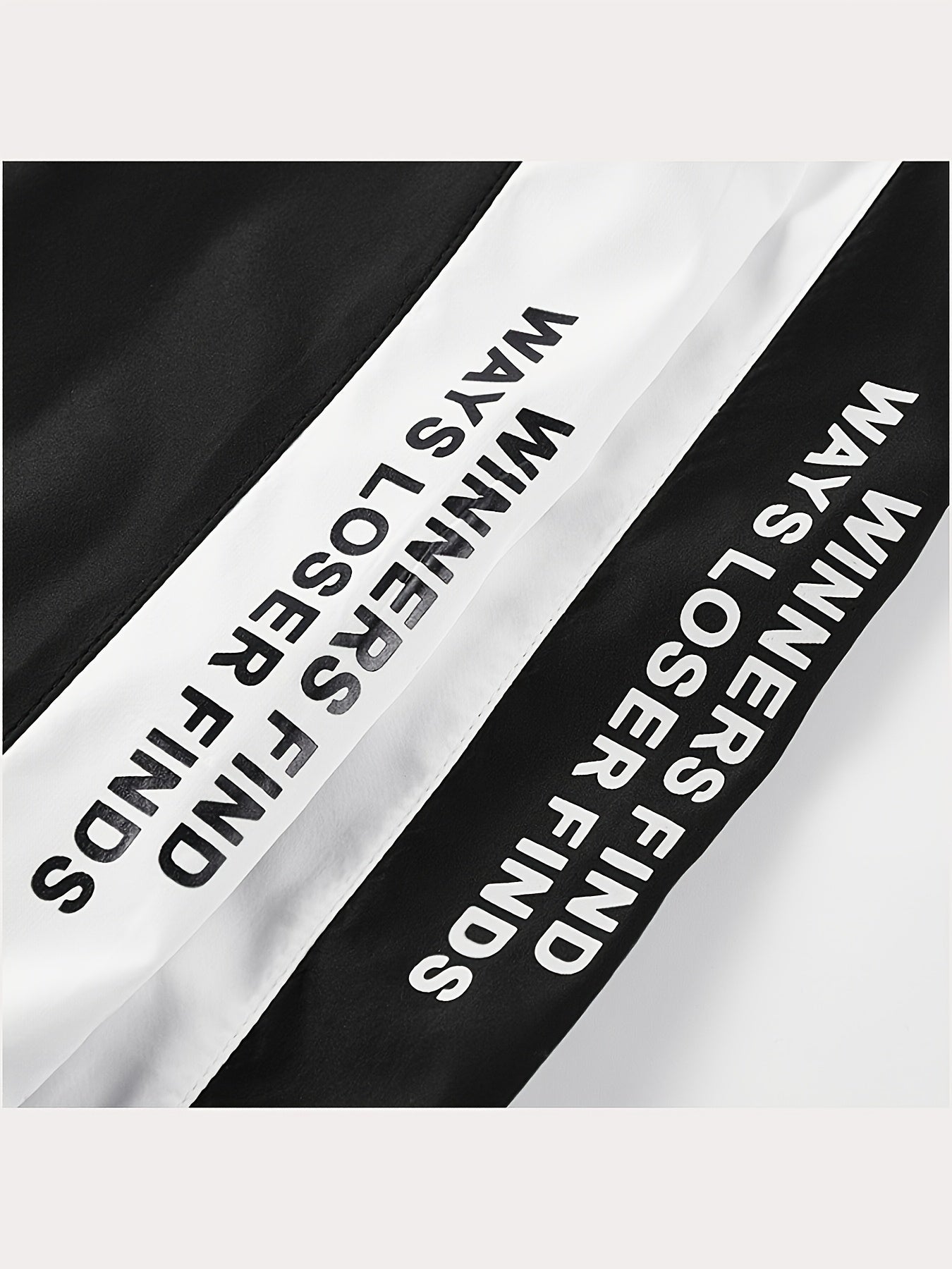 Unisex Sportswear Set for Spring And Autumn, Featuring a Zip-Up Jacket with a Stand Collar And Striped Long Pants in Black And White, a Stylish Outfit That Makes a Great Gift, Sweat-Resistant, Hand Wash Only, Workout Accessor