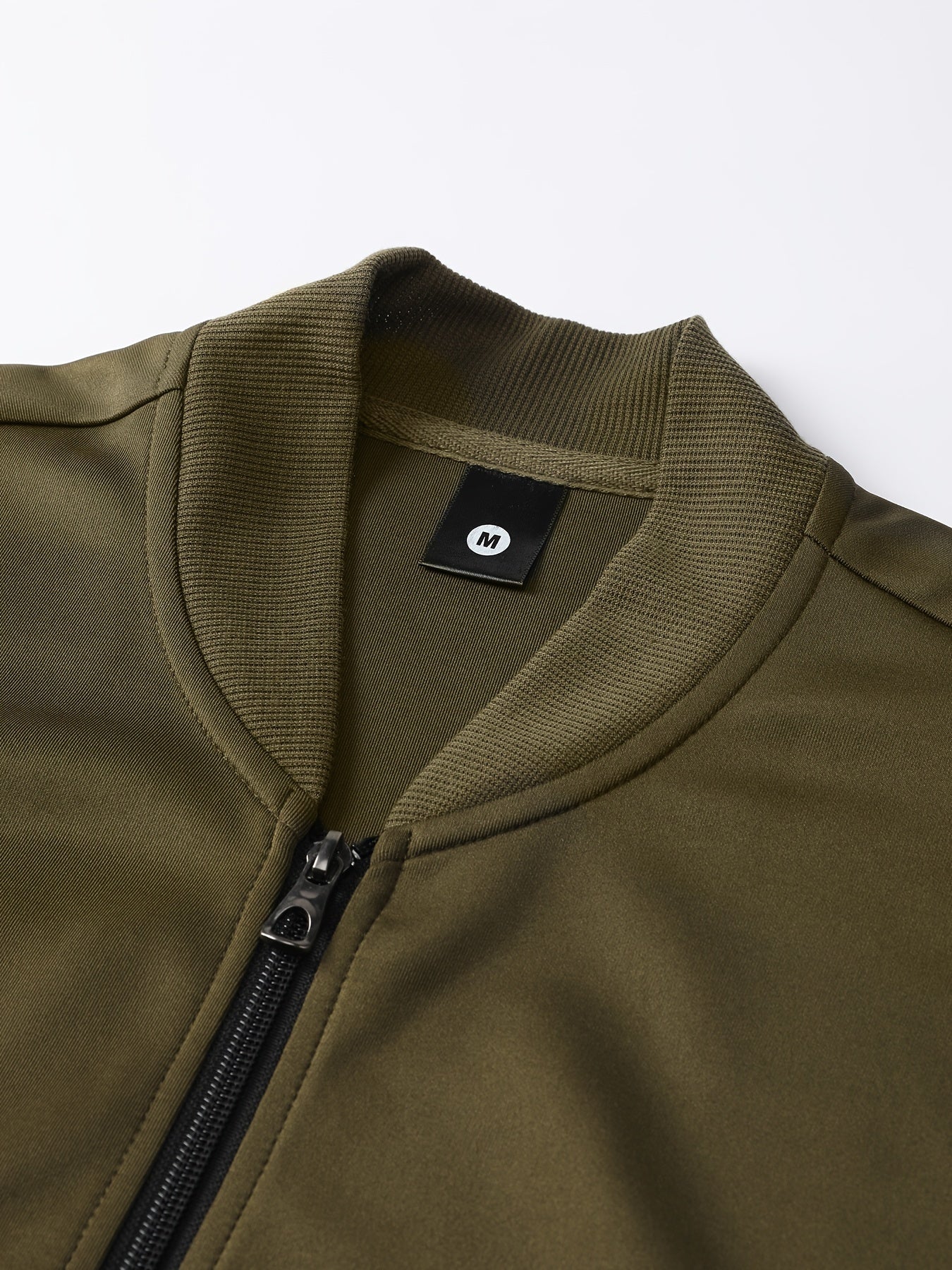 Men's Spring/Fall Casual Zip-Up Jacket & Drawstring Sweatpants Set in Olive Green & Black - Durable Polyester, Machine Washable, with Pockets for Everyday Style