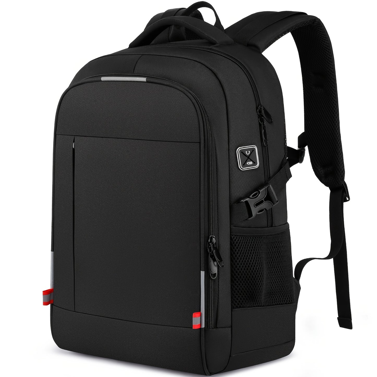 A Spacious, Minimalist, Lightweight, And Breathable Backpack Made of Oxford Cloth, Suitable for a 15.6-Inch Laptop. It Features a Luminous Safety Logo, Making It Ideal for Business Travel for Both Men And Women, As Well As fo