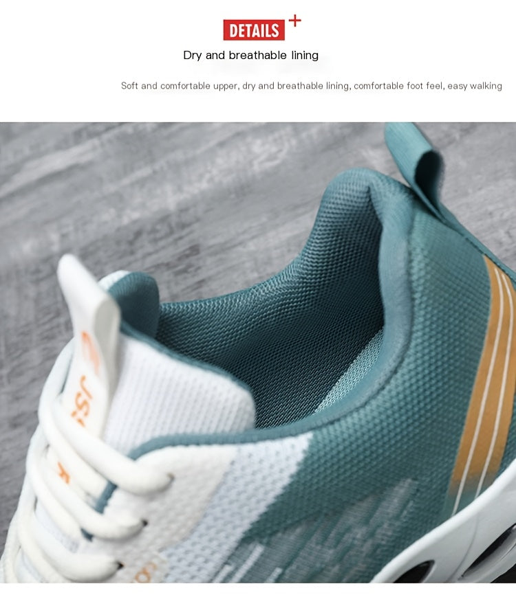 Men's Fashion Sports Sneakers, Breathable Mesh Fabric Upper, Comfortable Lace-Up Running Shoes with PVC Sole and Cloth Insole for All Seasons