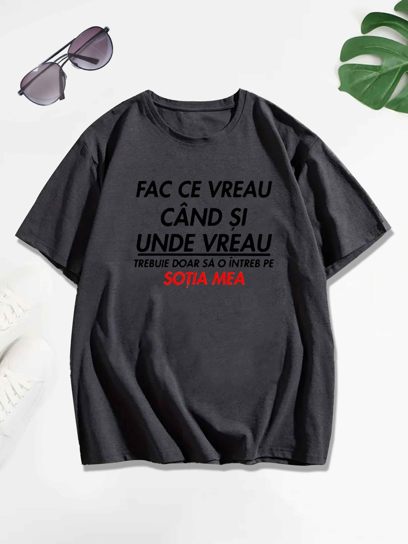 Men's Romanian Quote Short Sleeve T-Shirt - "Face Ce Vreau Cand Si Under Breath" Print, Lightweight Polyester, Casual Summer Top, Round Neck, Machine Washable, Machine Washable Tee | Bold Text Tee | Lightweight Material