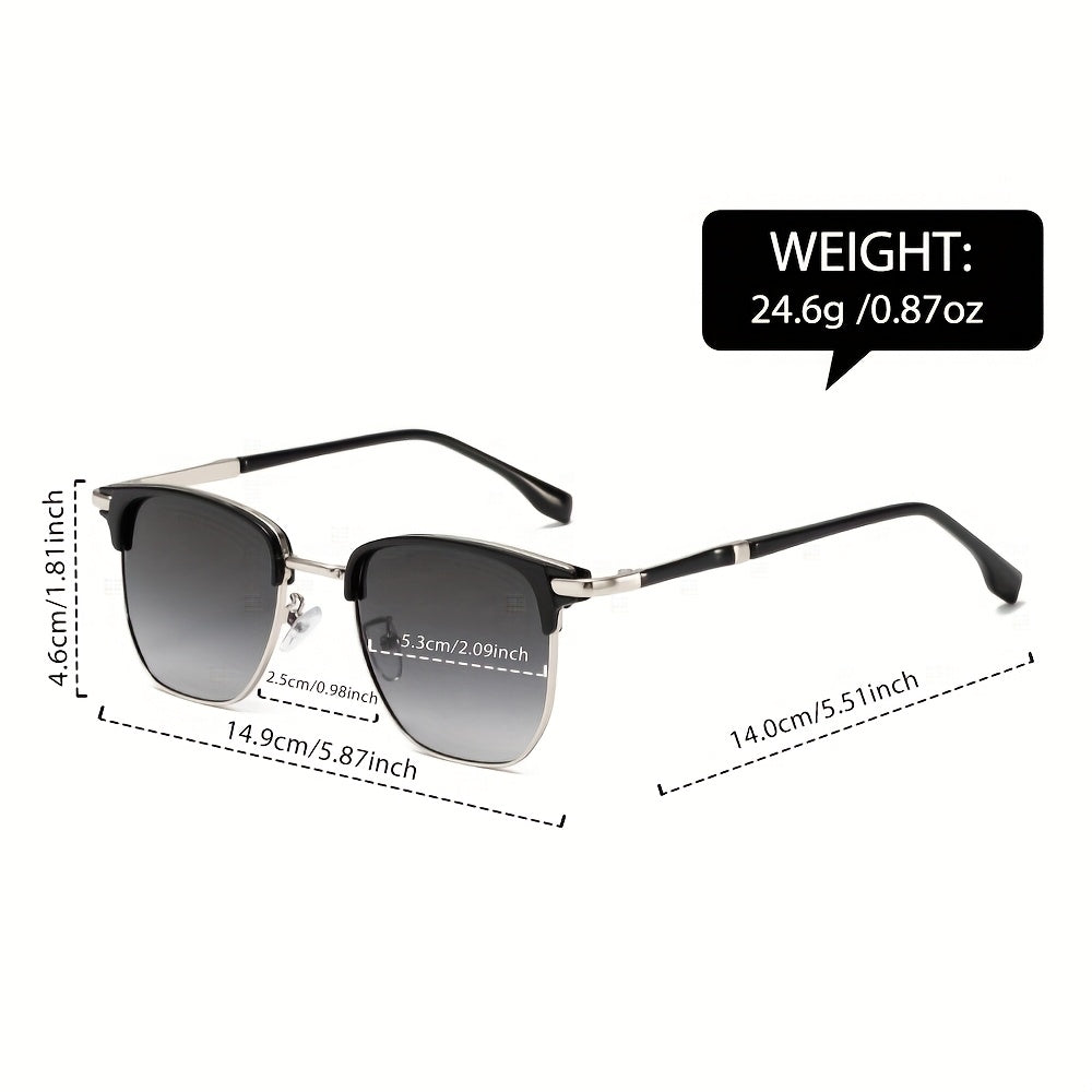 Stylish Two-Tone Square Fashion Glasses with Ultra-Thin Metal Arms - Black Frame & Green Gradient Lenses, Trendy PC Material Eyewear for Women