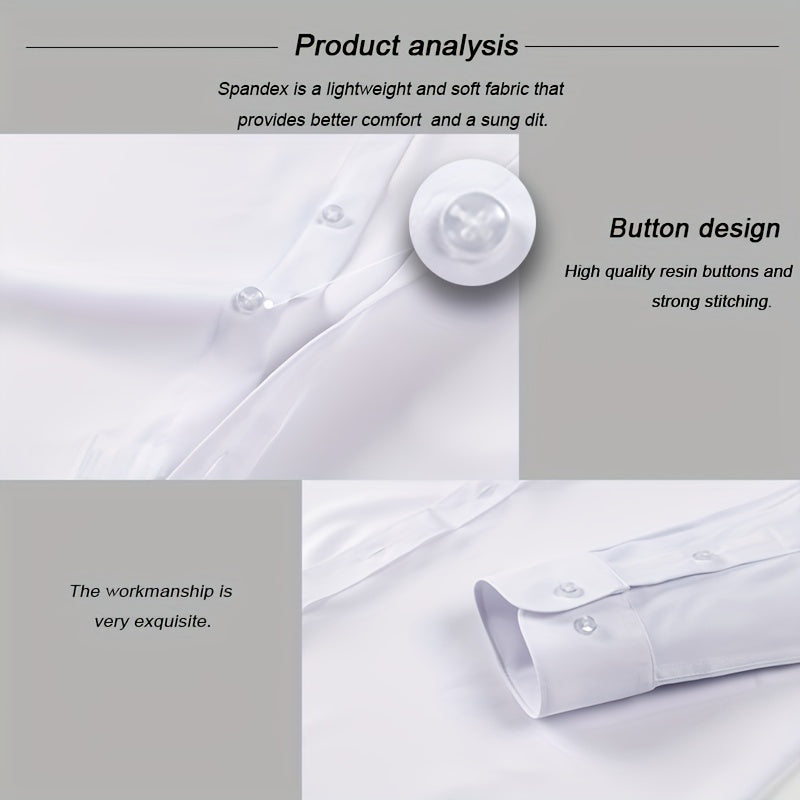 2025 New Men'S Business Slim-Fit Long-Sleeve Shirt, Wrinkle-Free, Elastic, And Smooth Fabric.