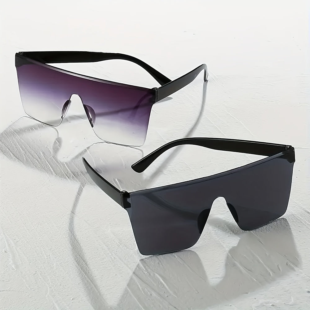 2 Pairs of Summer Fashion Glasses, Personalized One-Piece Fashionable Men'S And Women'S Same Couple Glasses, Large Frame Flat-Top Trendy Glasses Combination, Suitable for Street Photography, Daily Commuting Decorative Glasses