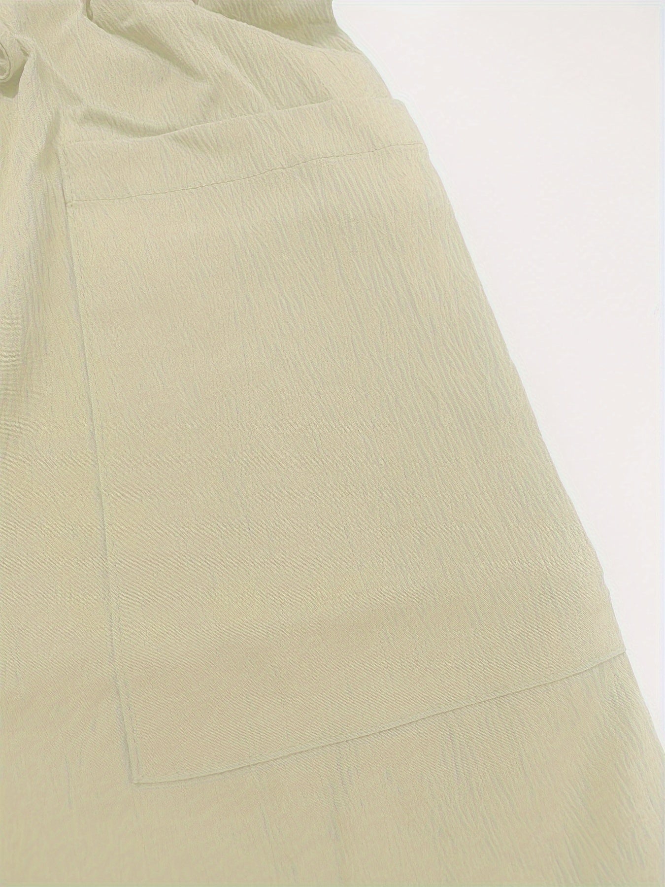 Women's Beige Cargo Shorts - Casual & Stylish, Solid Color with Drawstring Waist and Pockets, Polyester Blend, Machine Washable, All-Season Comfort