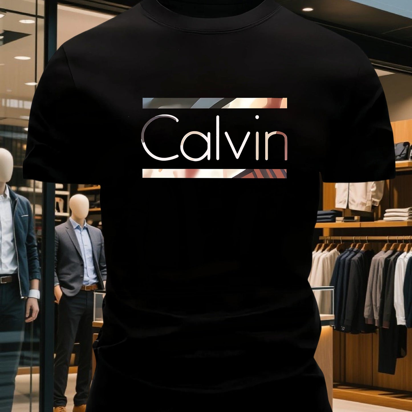 Men'S Bright Pink CALVI Graphic T-Shirt - Soft Breathable 100% Cotton Crewneck Tee, Everyday Casual Shirt for Office, Outings & Gym - Minimalist Modern Top, Comfortable Clothing, Stylish Letter Print, Durable Fabric, Short Sl
