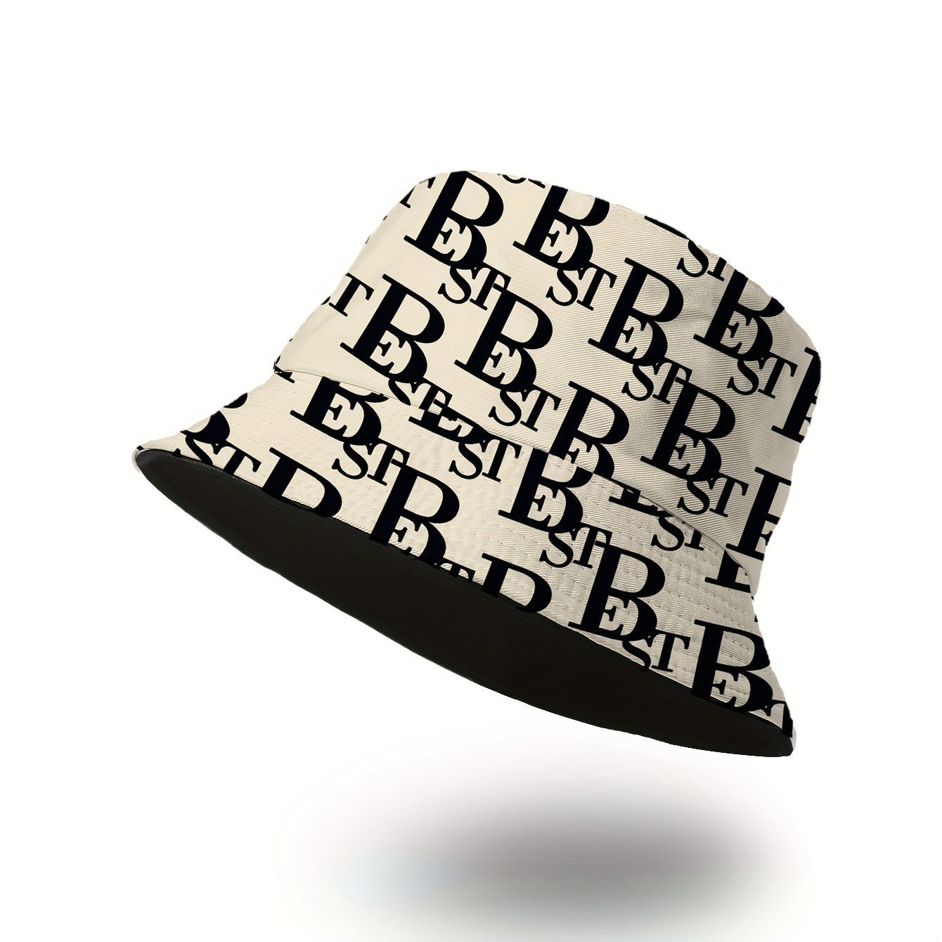 1pc Unisex Bucket Hat with Letter B Print, 100% Polyester, Lightweight, Non-Stretch, Holiday Theme, New Year'S Essential, Outdoor Versatile, Easy to Carry, Woven Craftsmanship, Random Print Pattern