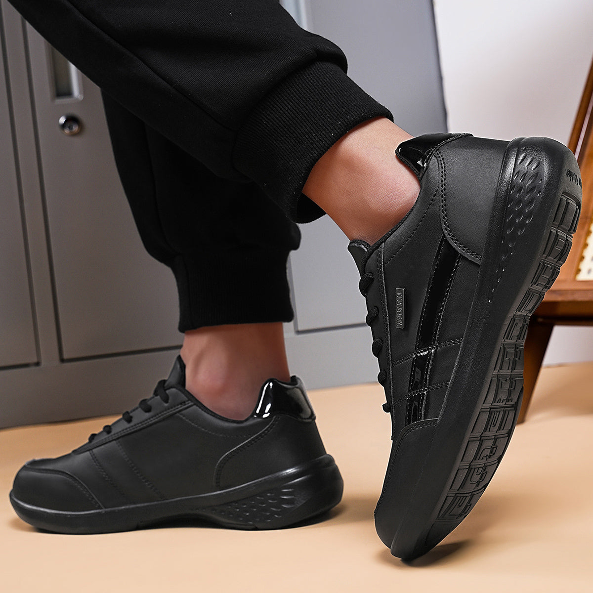 Men's Stylish Black Casual Sneakers - Breathable PU Upper, Non-Slip MD Sole, Lace-Up Design for Everyday & Leisure Wear, Sports Sneakers | Lowtop Sneakers | Comfort Fit Shoes