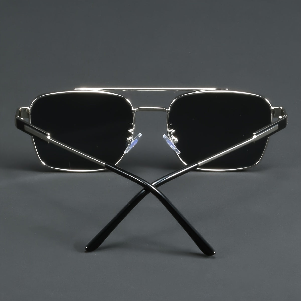 1pc Men'S Full-Rim Pilot Glasses - Stylish Black Frame with Chrome Accents, Polycarbonate Lenses, Perfect for Casual & Business Attire, Everyday Fashion Glasses | Pilot Style | Durable Glasses