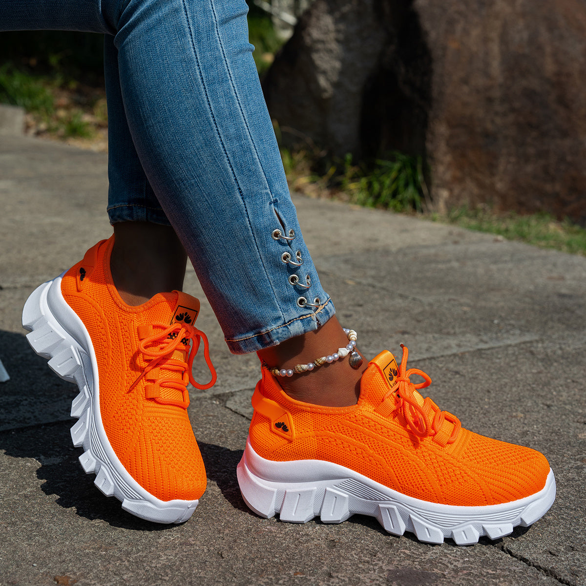 Women'S Breathable Knit Sneakers - Lightweight, Comfortable Low-Top Running Shoes with Soft Sole for All Seasons
