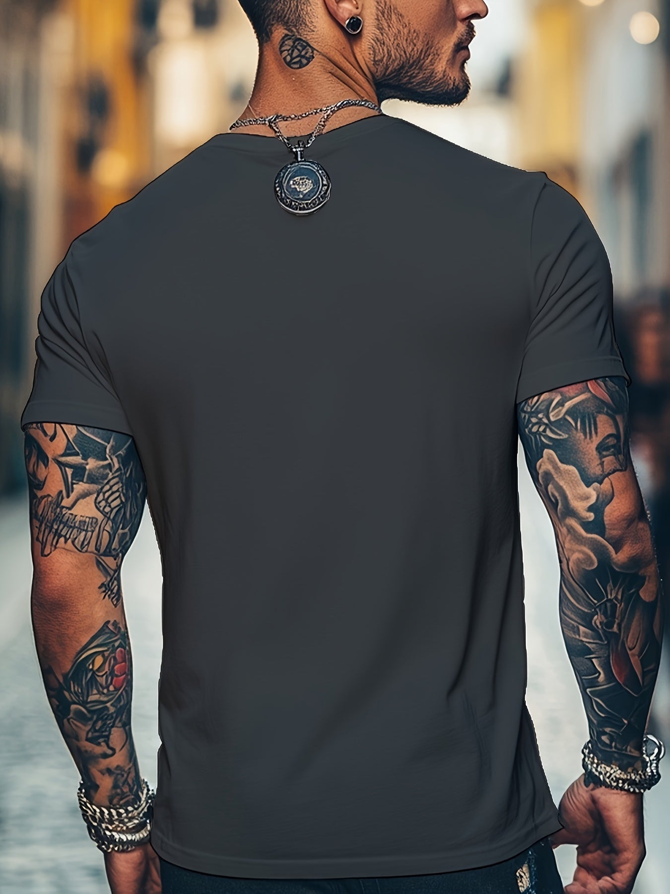 Men'S Brown T-Shirt with ECG Heartbeat Graphic - Casual Streetwear, Short Sleeve, Round Neck, Stretch Fabric, All-Season Comfort, Casual Streetwear Tee | Round Neck Tshirt | Comfortable Fit