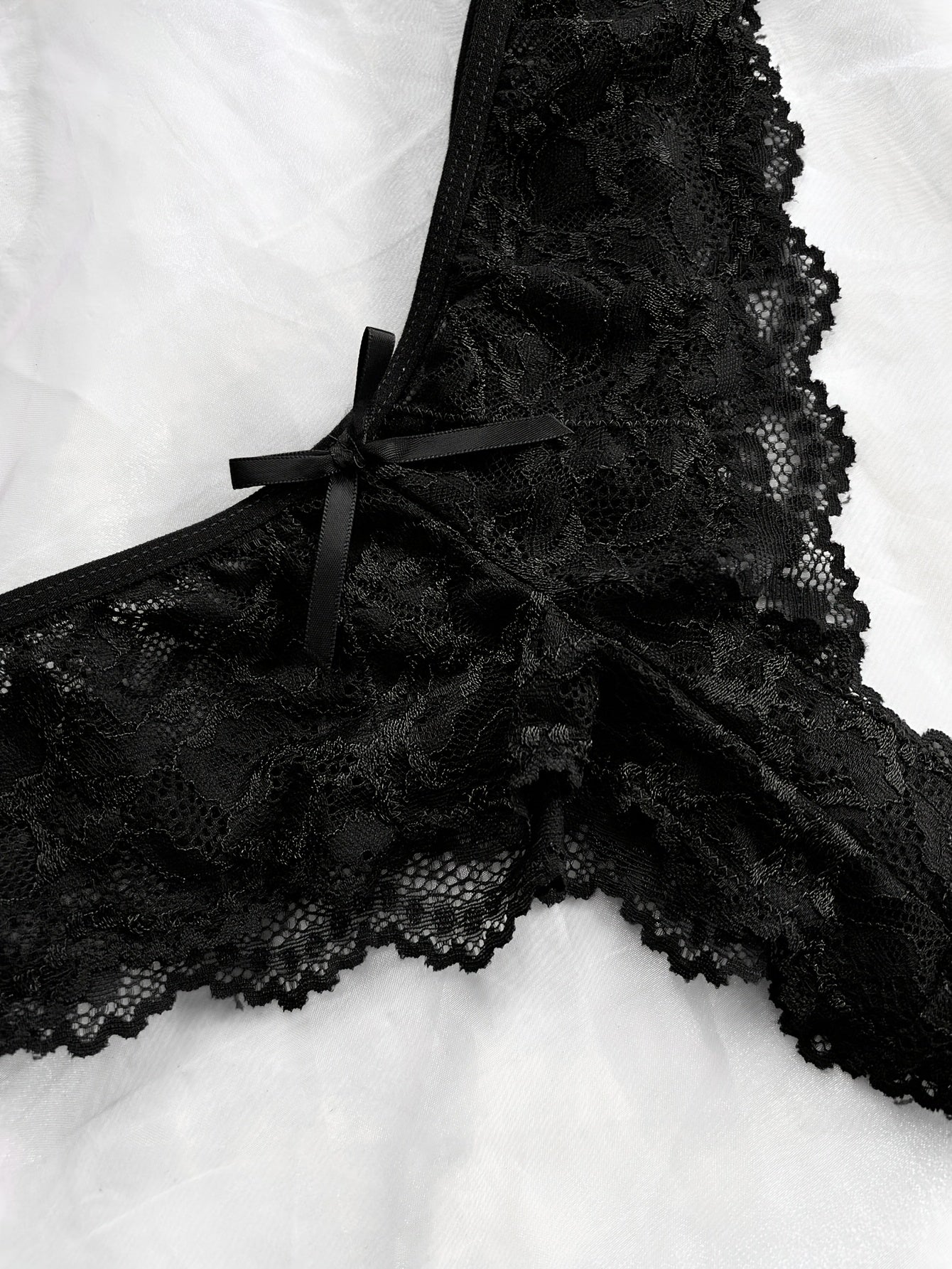 Sexy and Romantic Sleepwear Set, Solid Color Lace Camisole with Matching Panties, V-Neck Design Accentuating Elegant Neckline, Delicate Lace Pattern for Softness. Flared Hem and Ruffled Front Add Graceful Charm, Perfect for a