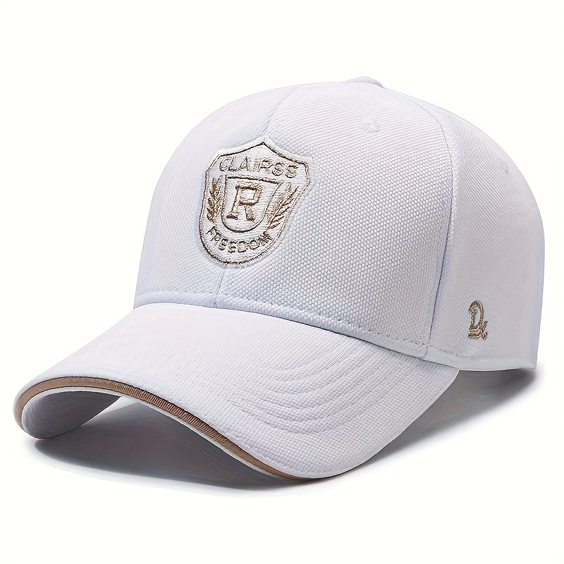 Four seasons hats baseball caps for men and women R letter Joker hat badge wide-brimmed visor