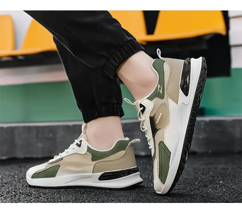 Men'S Breathable Running Sneakers with Gradient Design - Low-Top Lace-Up Casual Shoes, Durable PVC Sole, EVA Insole, Fashionable Black & White Patterns, Ideal for All Seasons Outdoor Activities