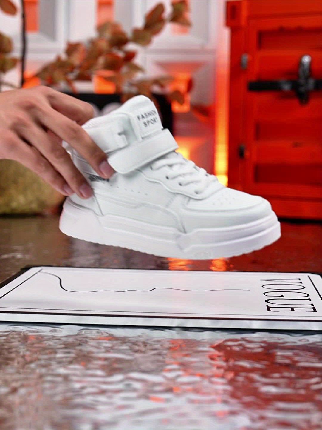 Boys & Girls Mid-Top Sneakers with Closure - Lightweight PU & EVA Cushioned Sole, All-Season Comfort for School, Play & Casual Wear - White