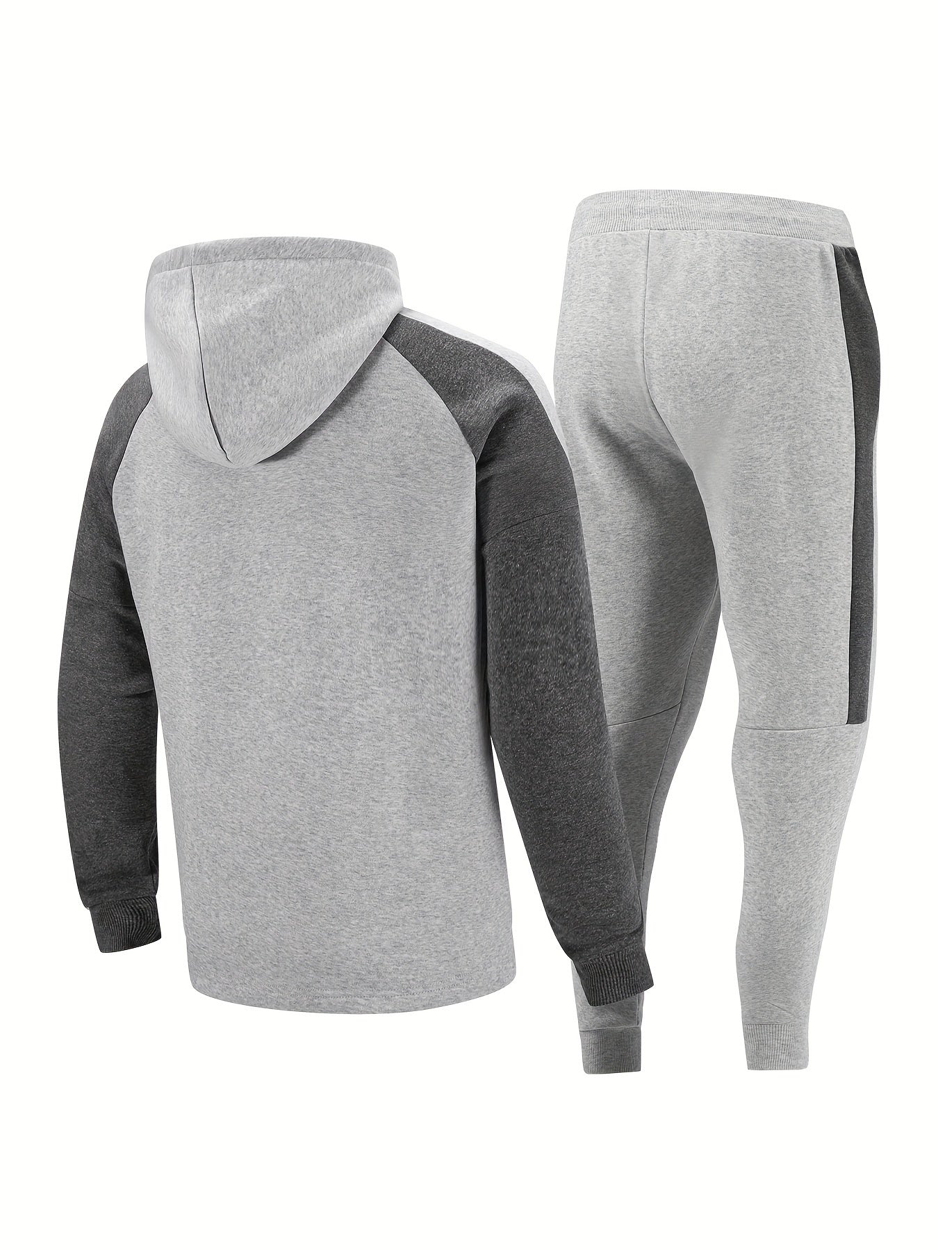 Classic Men's Athletic 2Pcs Color Block Tracksuit Set Casual Full-Zip Sweatsuits Long Sleeve Hoodie And Jogging Pants Set For Gym Workout Running