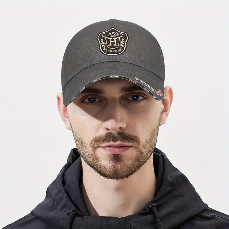 FEWK Unisex Baseball Cap | Breathable Polyester | Adjustable Fit | Embroidered Logo & Golden Badge | Stylish Streetwear for Spring/Autumn, Outdoor Headwear | Golden Badge Design | Durable Cap
