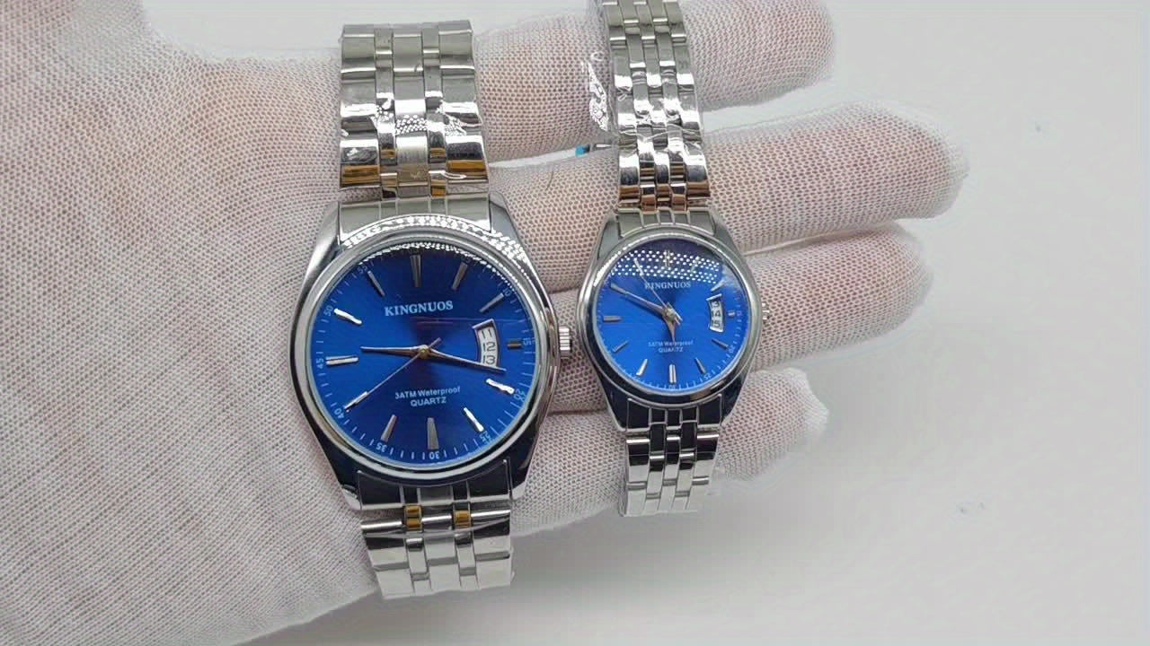 1pc New Fashion Stainless Steel Trendy High-end Atmosphere Luxury Elegant Business Travel Vacation Simple Versatile Men'S and Women'S Quartz Watch with Date