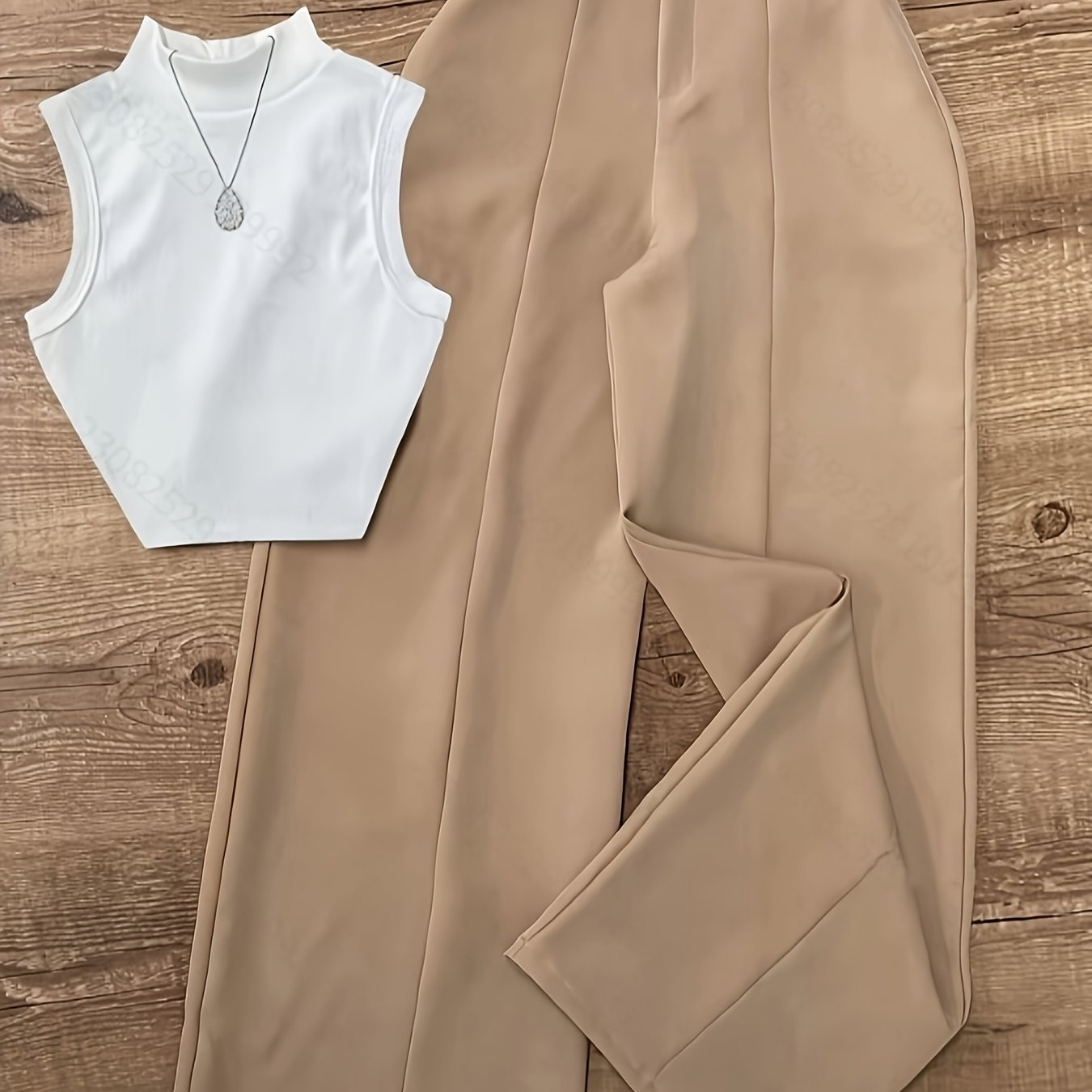 Summer Sexy Half-Turtleneck Sleeveless Vest + Versatile Western Flare Pants Set with Belt