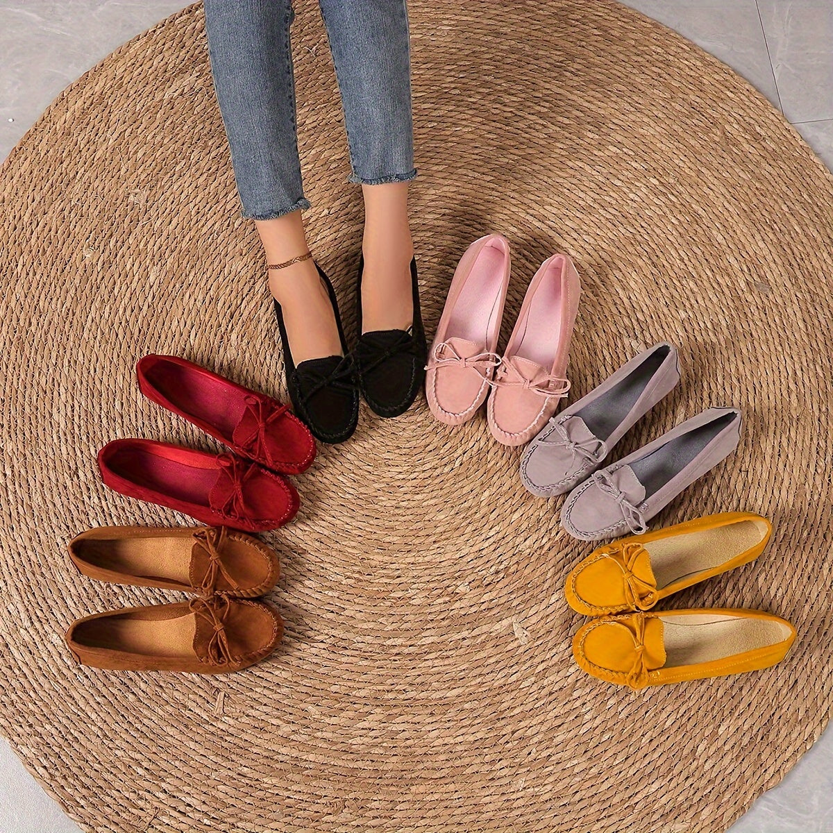 Women's Casual Slip-On Sneakers With Butterfly Knot, Breathable And Lightweight, Rubber Outsole, Fleece Lining, Perfect For Autumn