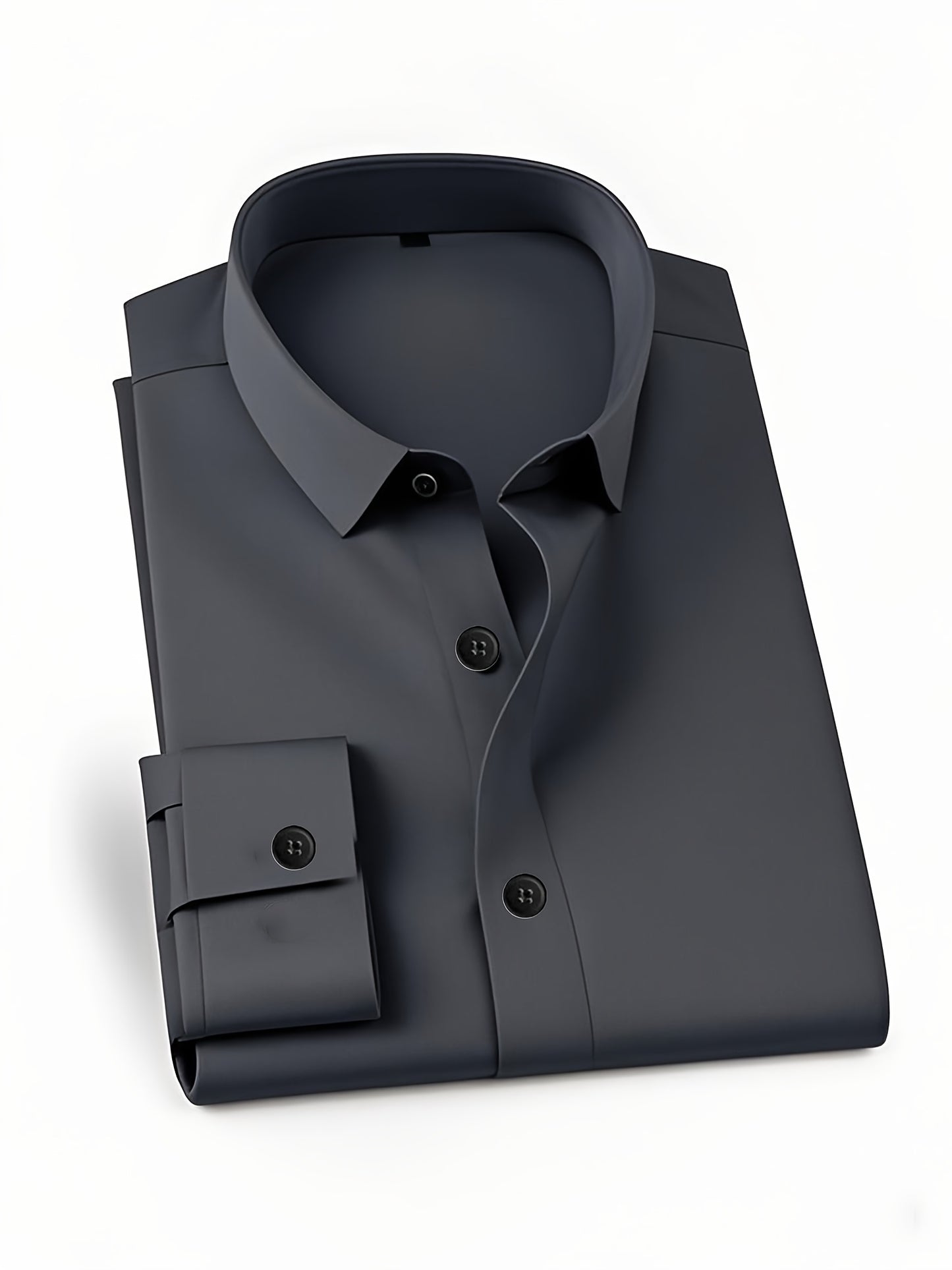 Men's Classic Solid Color Long Sleeve Dress Shirt - Regular Fit Point Collar, Non-Stretch Fabric for Office, Business & Casual Wear, All-Season Versatile Wardrobe Staple, Everyday Comfort, Sleek Appearance, Easycare Material