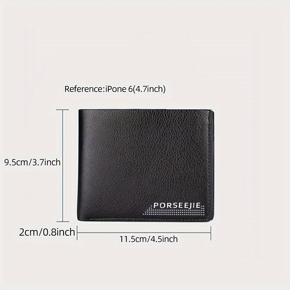 Men's PU Leather Wallet with Coin Pouch, Casual Style, Large Capacity, Ideal for Travel and Gifts - 1 Piece