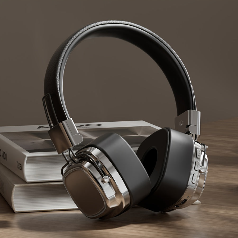 Vintage-Inspired Over-Ear Wireless Headset With Wireless 5.3 Chip - No Lag Gaming, Hi-Fi Sound & Deep Bass, Long-Lasting 350Mah Battery, Ideal For Music Lovers & Athletes