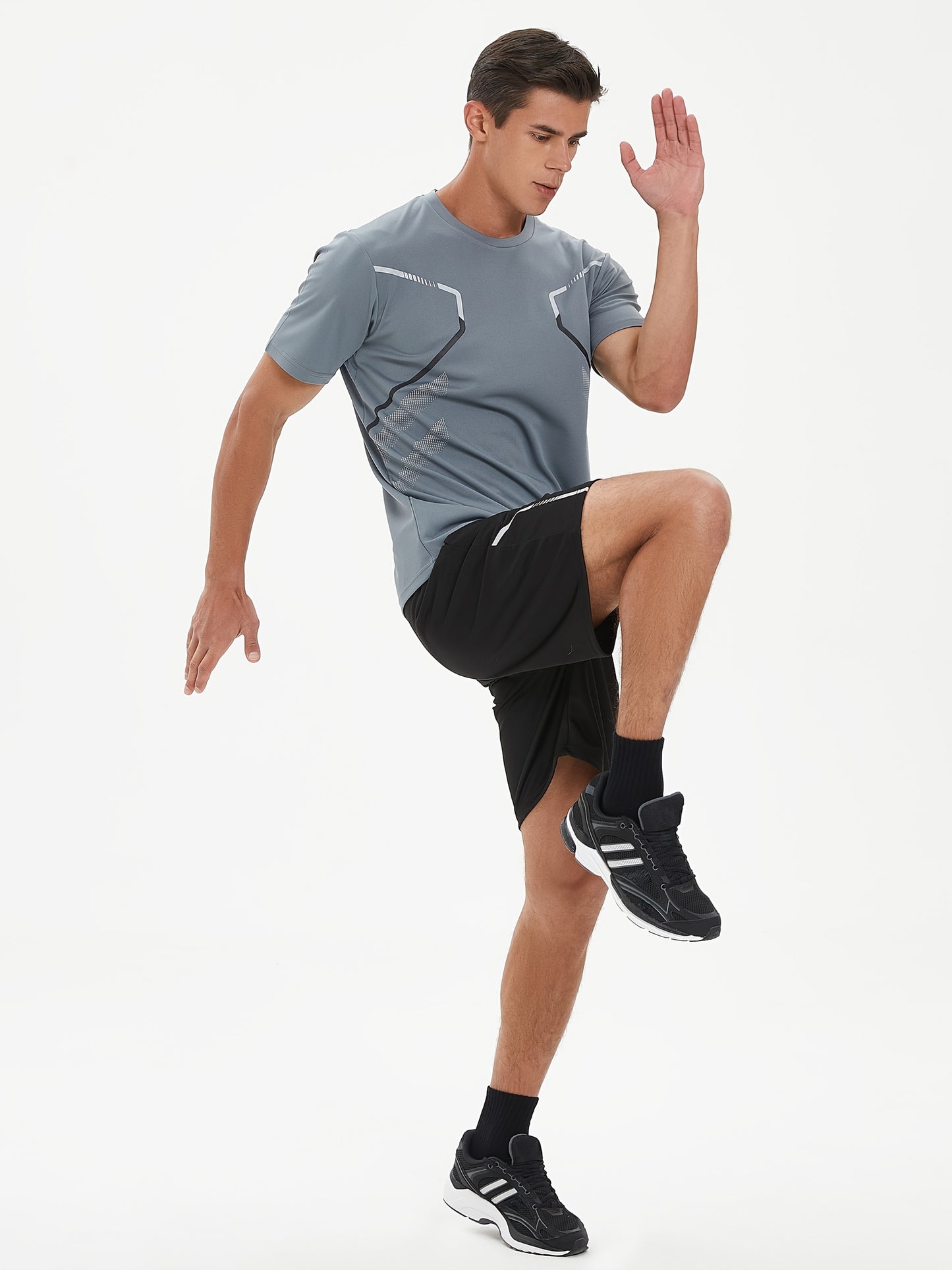 Men'S Lightweight Running Set - Breathable, Quick-Dry Athletic Wear with Zipper Pockets, Ideal for Outdoor Fitness & Training, Casual Sportswear|Casual Sportswear, Athletic Wear