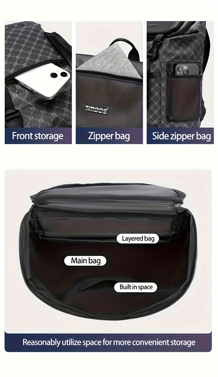 Men'S Stylish Black Backpack with Shark Graphic - Lightweight, Large Capacity, Multi-Functional Shoulder Bag for Travel, Commuting, School - Durable PVC Material, Sports & Fitness Design, Backpack for Travel