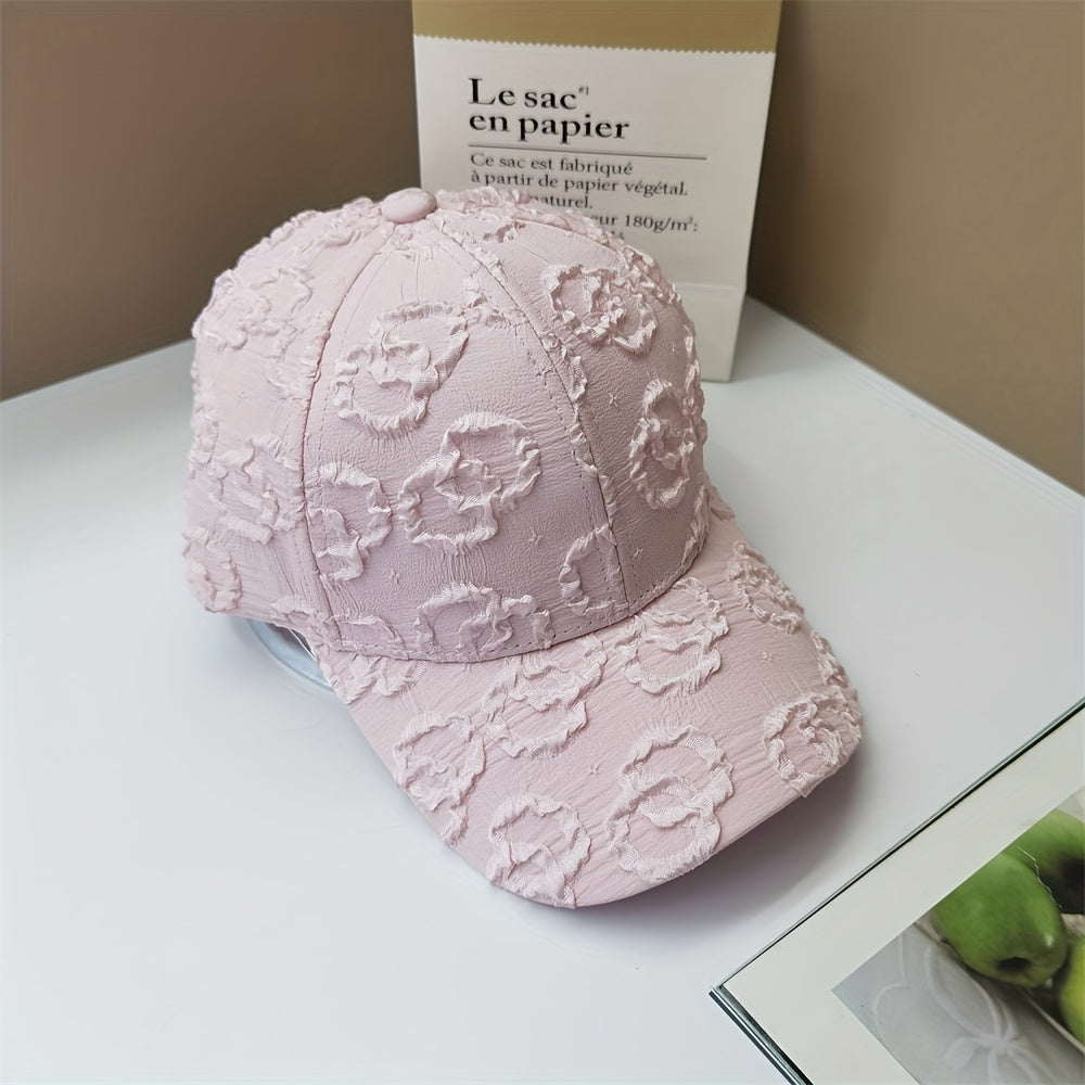 New Spring and Summer Versatile Fashion Textured Breathable Baseball Cap for Men and Women with Wide Brim to Display Small Face Duckbill Ha