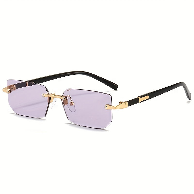 1pc Men's Fashion Rimless Fashion Glasses, Trendy Rimless Classic Small Square Summer Traveling Fashion Glasses, Ideal choice for Gifts