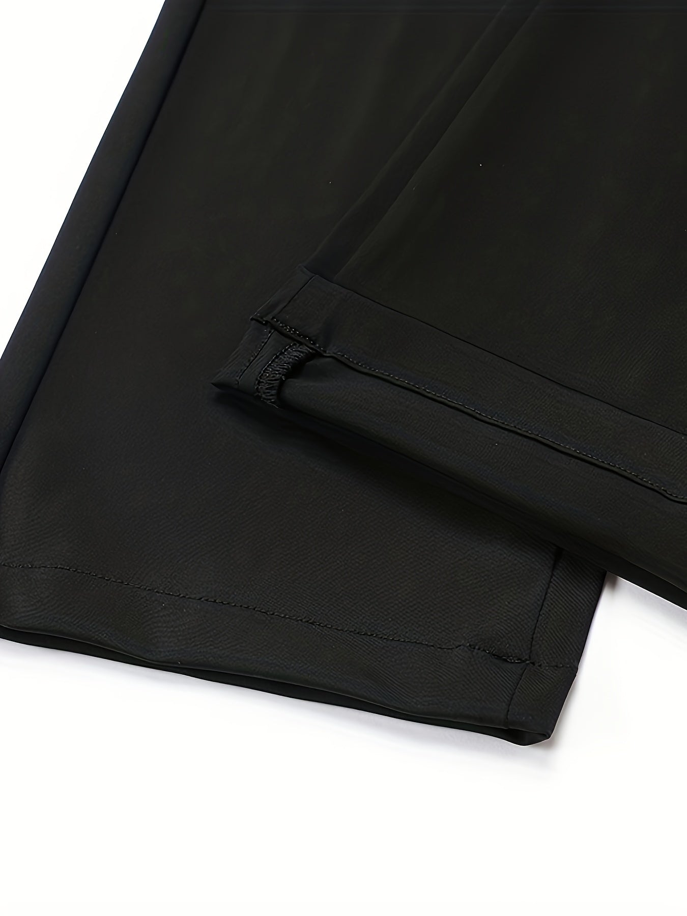 Men'S Classic Black Dress Pants - Nylon Blend, Straight Leg, Straight Leg Pants for Business Occasions