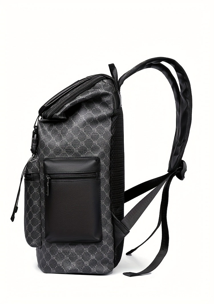 Men'S Stylish Black Backpack with Shark Graphic - Lightweight, Large Capacity, Multi-Functional Shoulder Bag for Travel, Commuting, School - Durable PVC Material, Sports & Fitness Design, Backpack for Travel