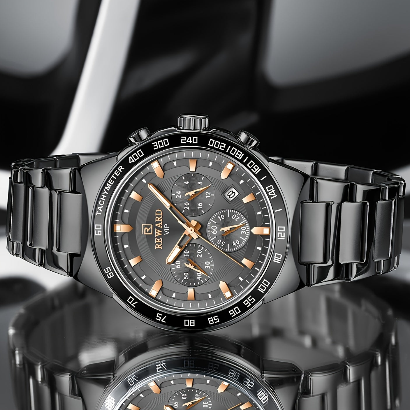 Men's Chronograph Sports Watches with Light, Stainless Steel and Quartz VIP