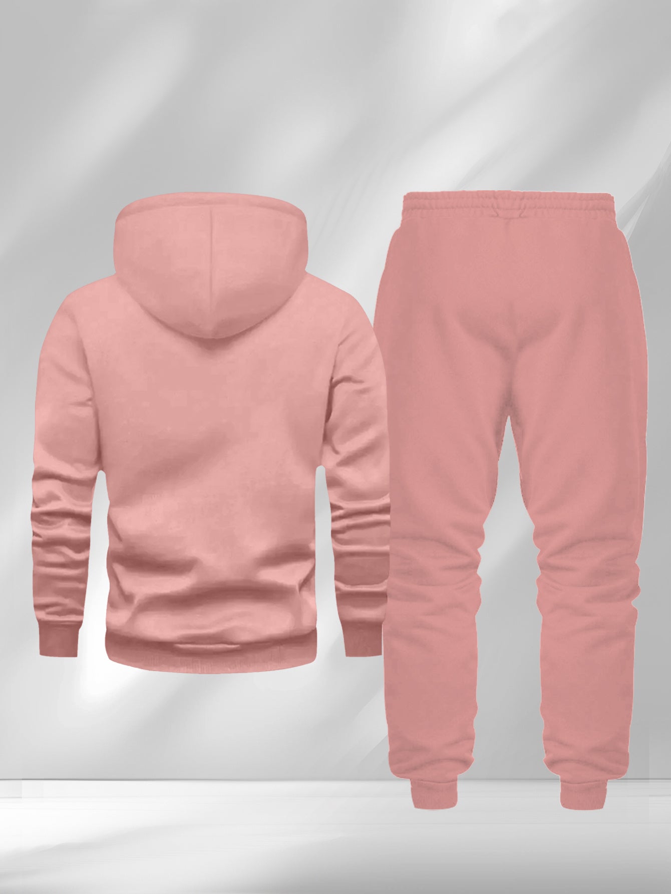 New Autumn and Winter Men's Fleece-Lined Hooded Sweatshirt Set with Print, Long-Sleeve Hoodie and Drawstring Pants for Couples
