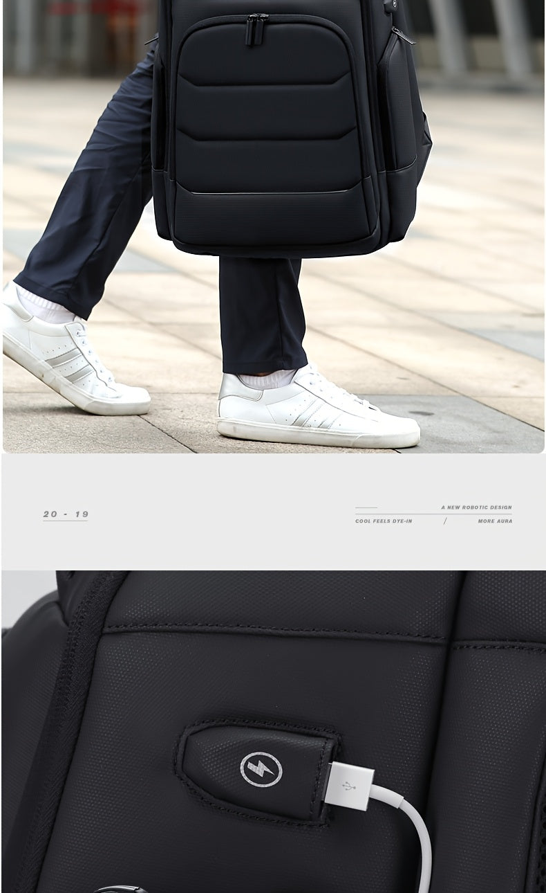 FENRUIEN Men'S Large Capacity Expandable Backpack with USB Charging, 39.62cm Laptop Bag, Durable Oxford Fabric, Multiple Compartments for Travel and Business Use, Travel Backpack | Minimalist Backpack | Durable Zippers, Lapto